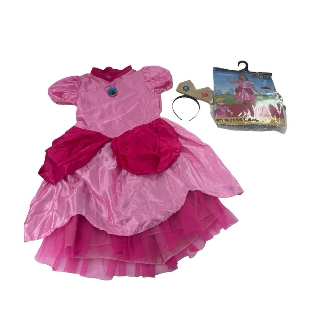 Disguise Super Mario Princess Peach Costume Size Large 10/12 Fast Shipping